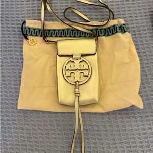 TORY BURCH MILLER METALLIC GOLD PHONE CROSSBODY SHOULDER BAG